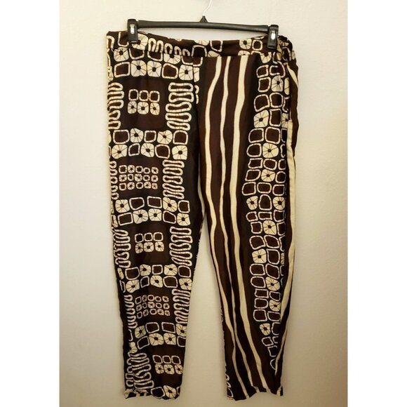 Grass-fields African Mixed Print Plus Size Pants  Side Zip Pockets US Sz 18* EUC - Picture 4 of 11